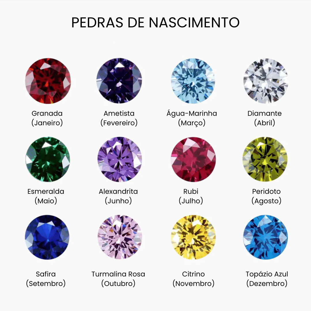 Colar Personalizado Com Inicial e Pedra de Nascimento