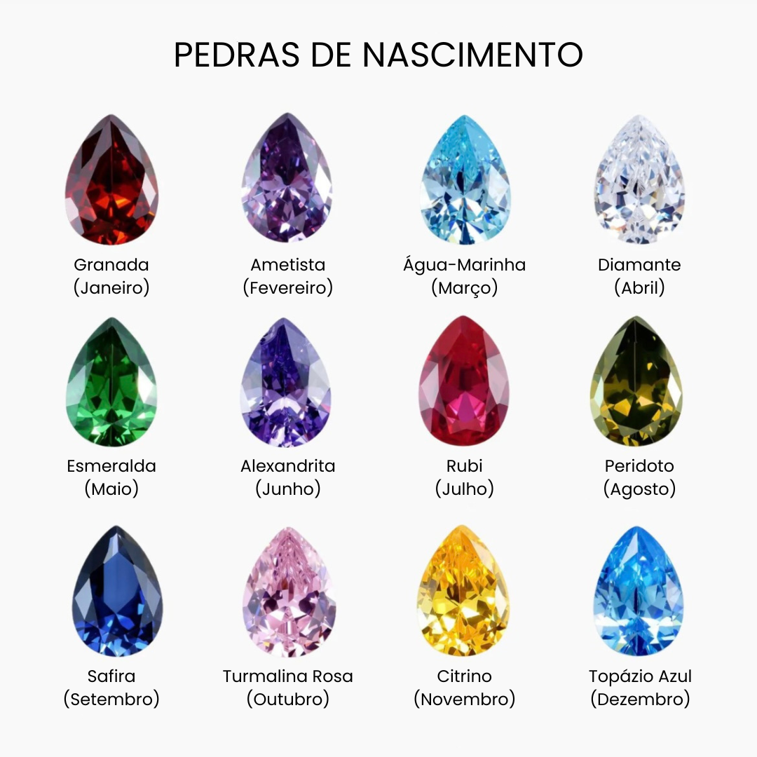 Colar Personalizado com Nome e Pedra de Nascimento