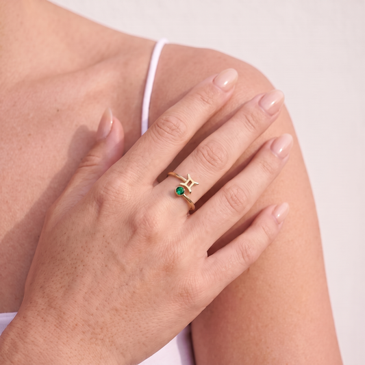 Anel com Signo e Pedra de Nascimento