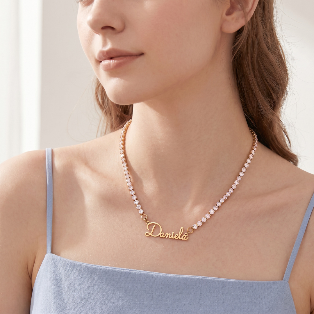 Colar de Ténis com Nome Personalizado