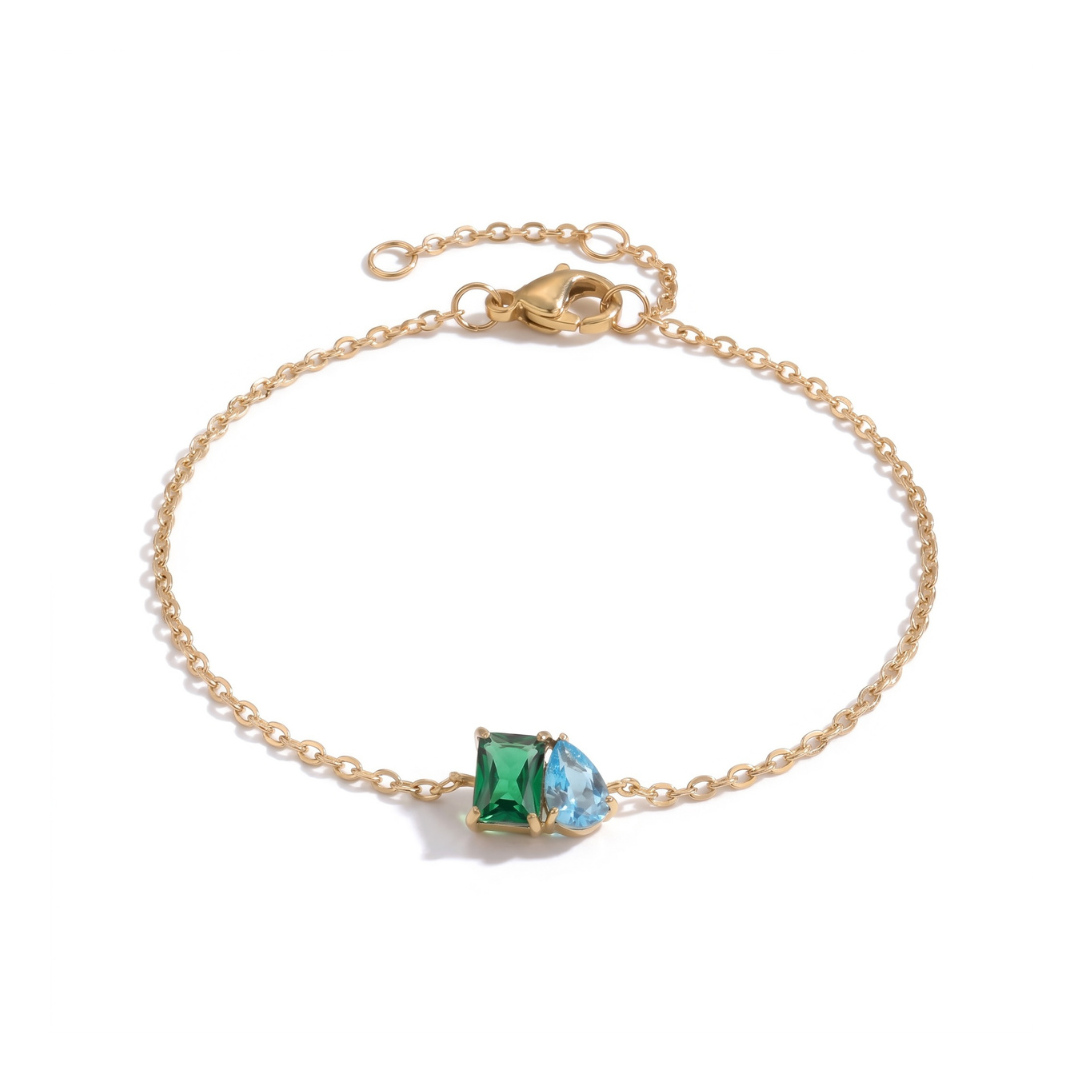 Pulseira Eterna com Duas Pedras de Nascimento