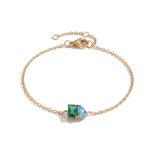 Pulseira Eterna com Duas Pedras de Nascimento