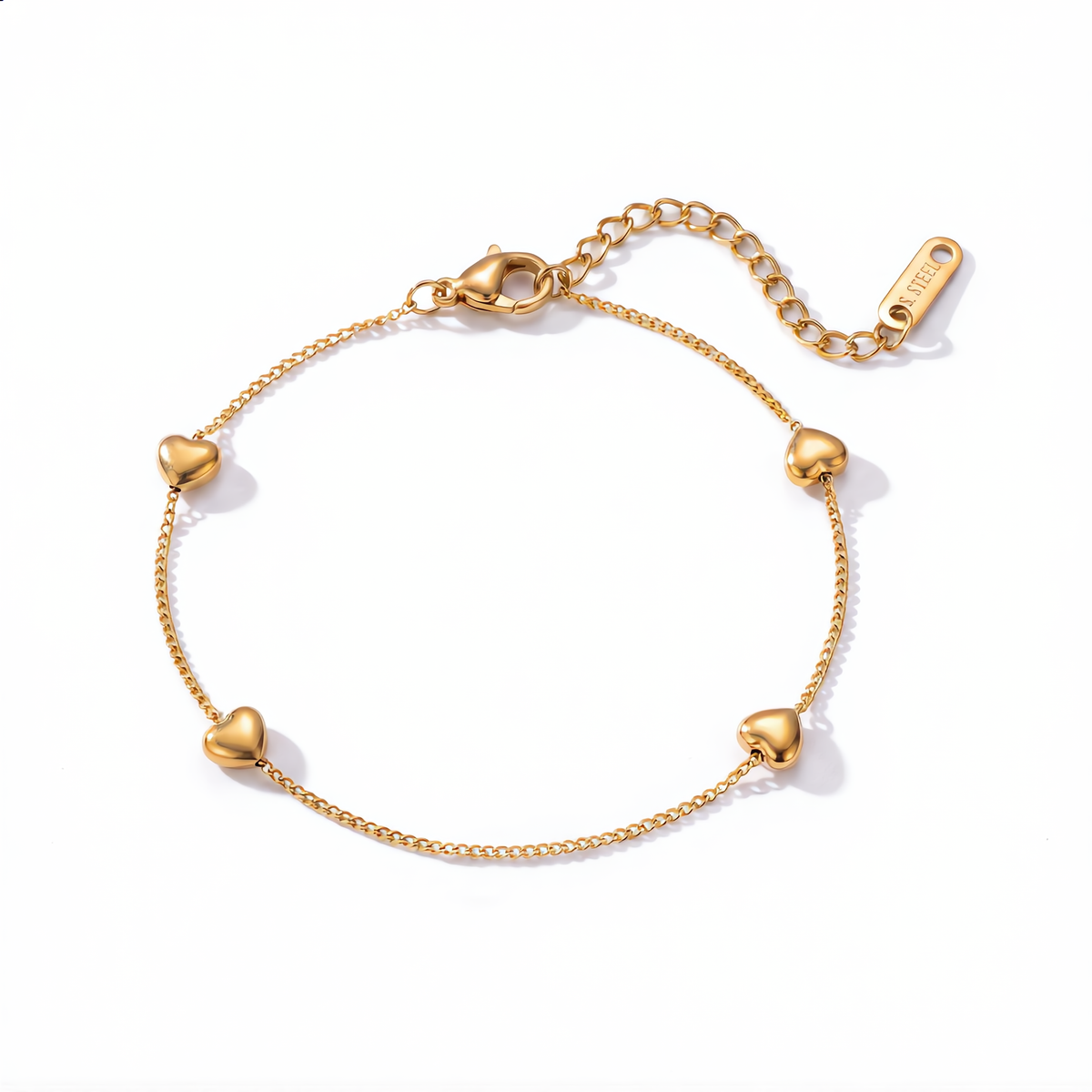 Pulseira com Corações Dourados