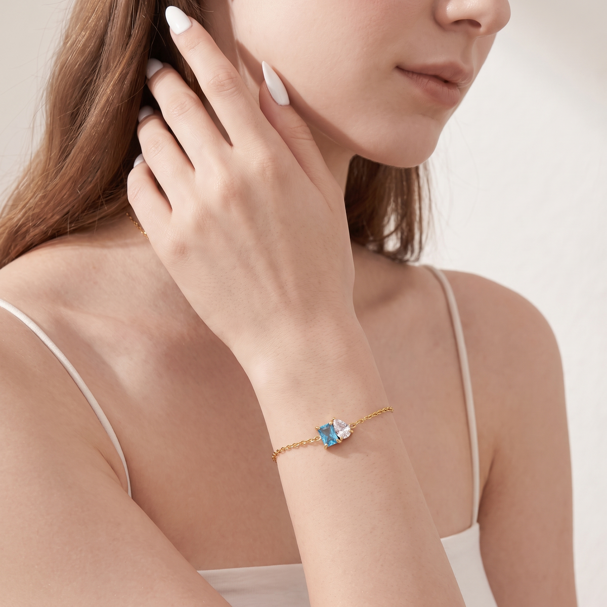 Pulseira Eterna com Duas Pedras de Nascimento