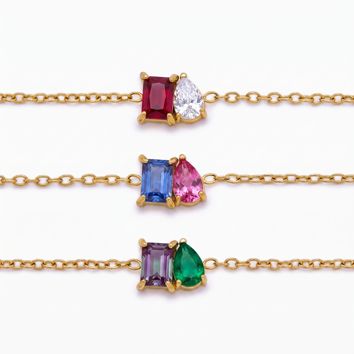 Pulseira Eterna com Duas Pedras de Nascimento